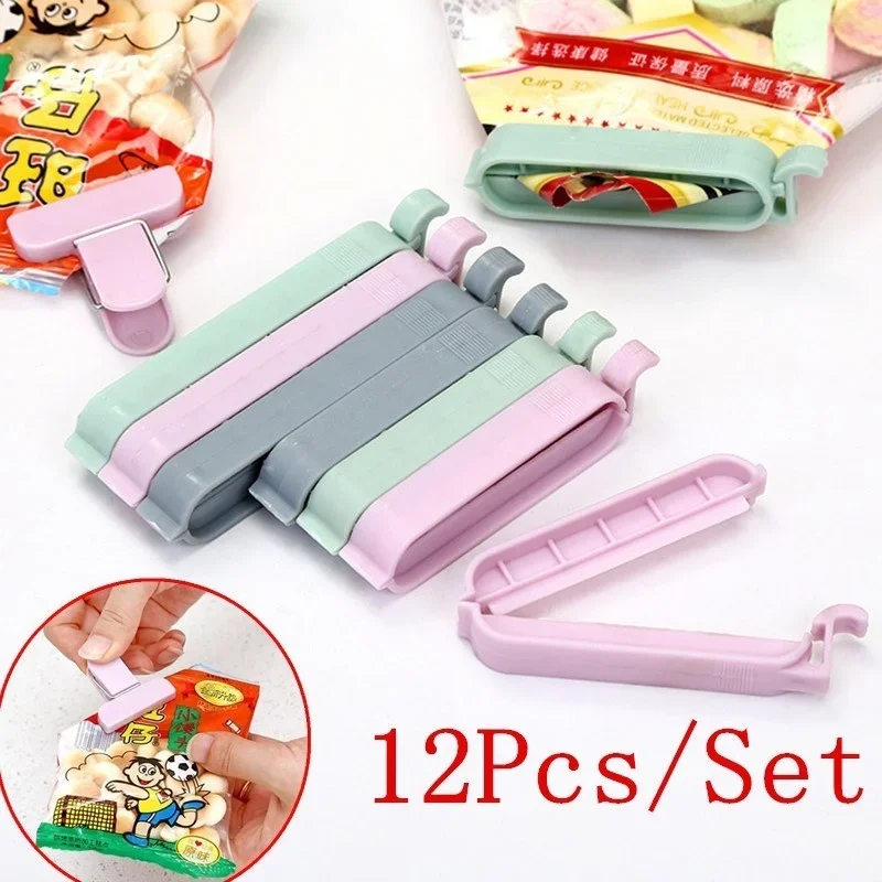 12Pcs Portable New Kitchen Storage Food Snack Seal Sealing Bag Clips Sealer Clamp Plastic Tool Kitchens Accessories