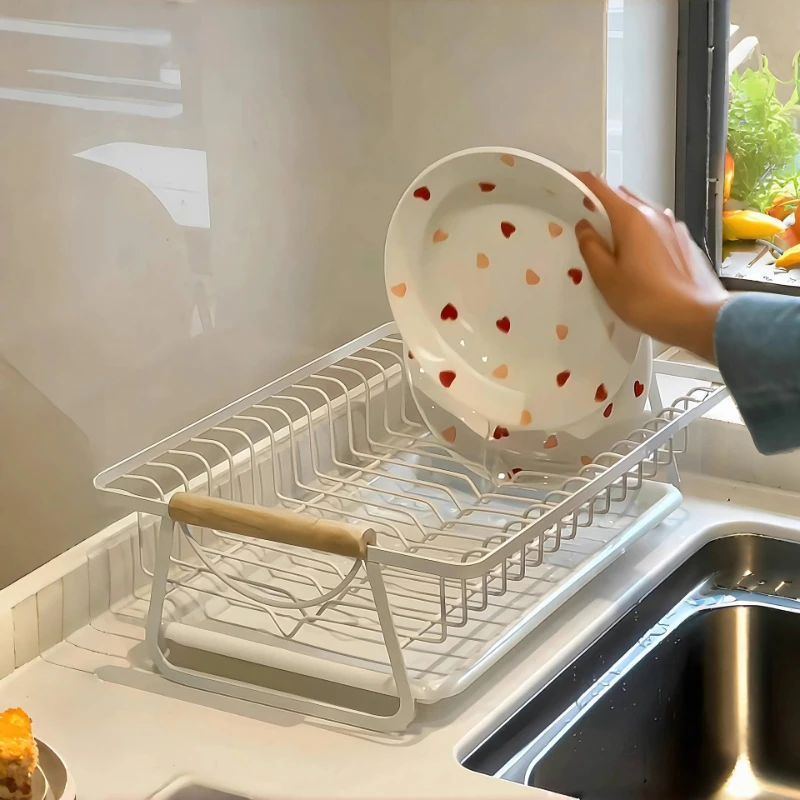 Kitchen Drain Rack Dish Rack Cutlery Shelf Multifunctional Cupboard Countertop Wrought Iron