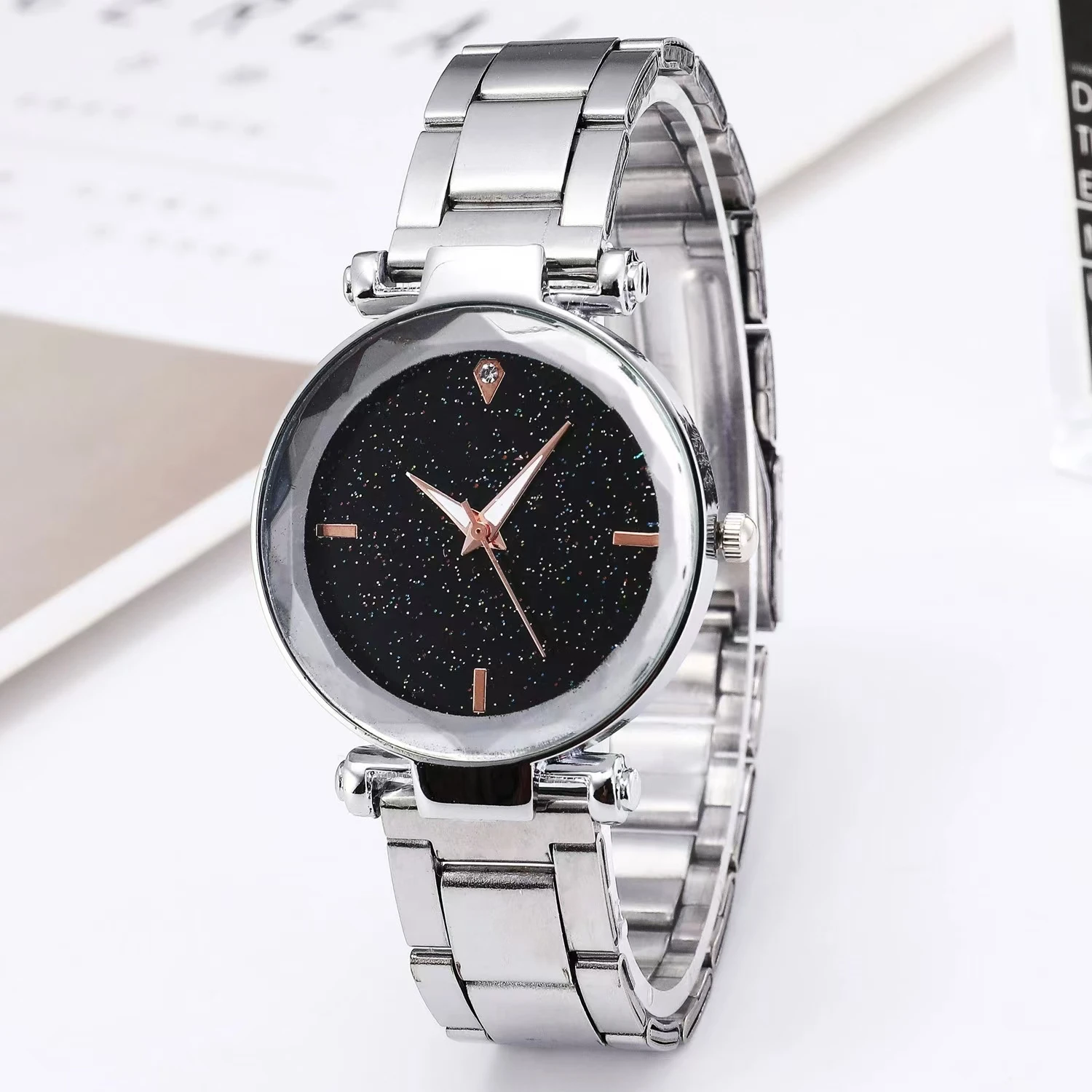 quartz watch fashion leisure set of steel belt watch rhinestone alloy wristwatch ladies watch