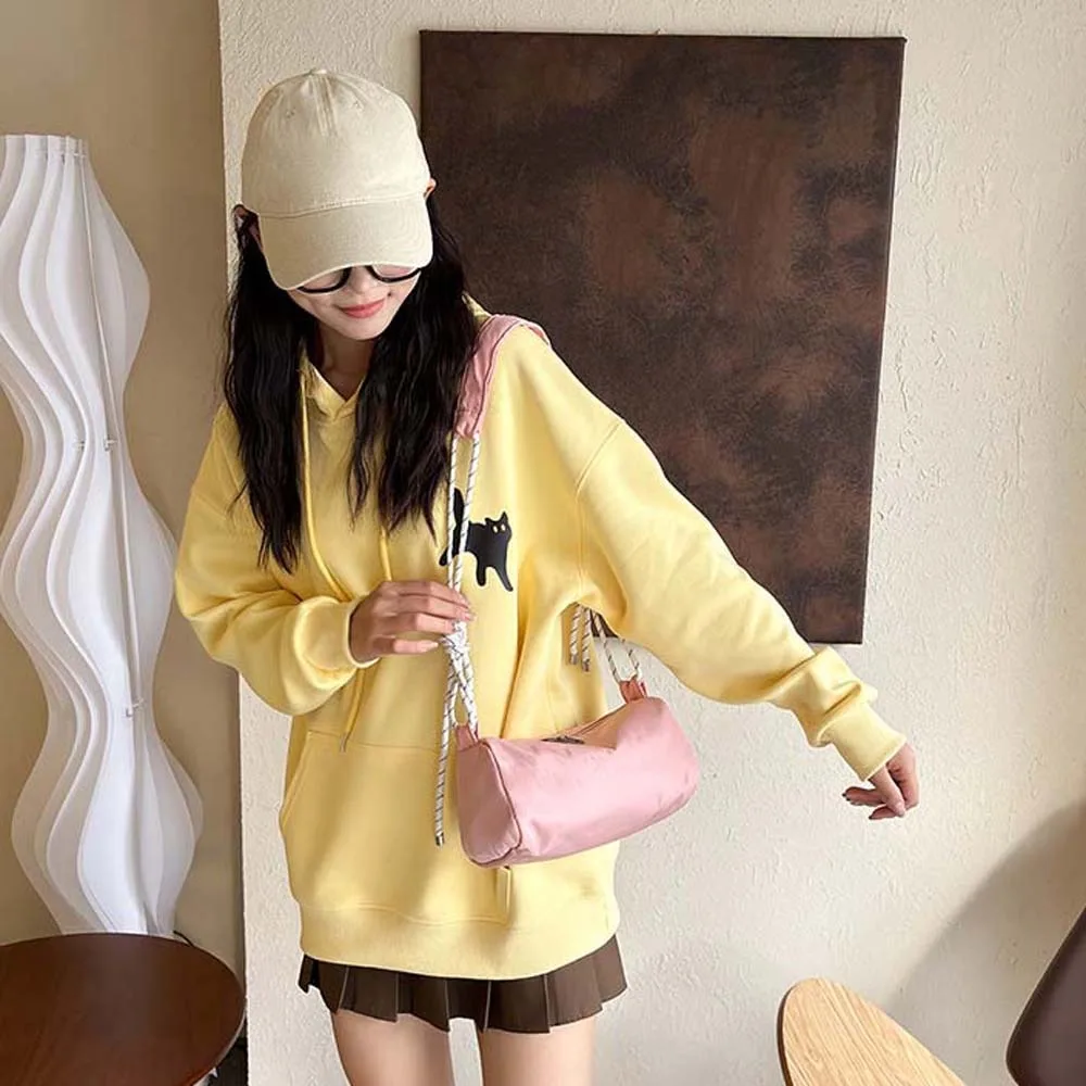 

Adjustable Strap Oxford Cloth Square Bag Large Capacity Japanese Style Solid Color Shoulder Bag Soft Rope Frenum