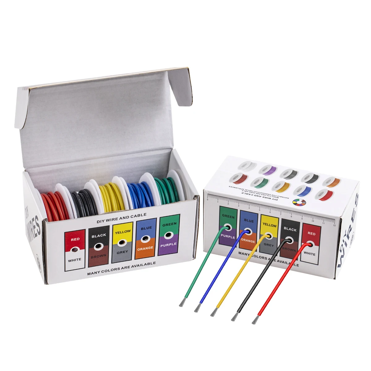 5 Colors 16/18/20/22/24/26/28/30 AWG Stranded Electrical Wire Flexible Silicone Tinned Copper Wires 18 Gauge Hookup Wire Cable