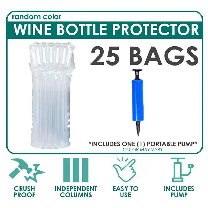 Reusable Wine Bottle Protector 25Pcs Bubble Bags With Free Pump Reusable Sleeve Wine Bottle Protection Bag for Beer Glass Bottle