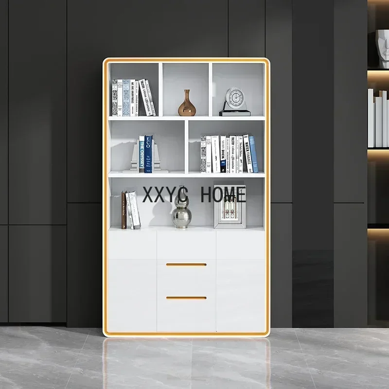 Современный книжный шкаф, модный шкаф для документов с белой краской, шкафчик