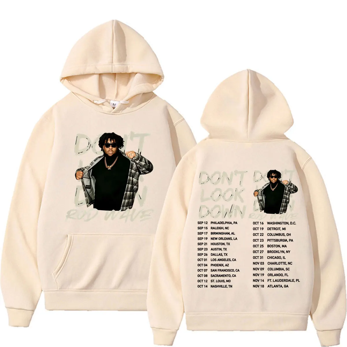 Rapper Rod Wave Don't Look Down Tour 2026, beidseitig bedruckte Kapuzenpullover für Herren und Damen, Harajuku-Stil, bequeme, hochwertige Sweatshirts, Streetwear. – Detail 6