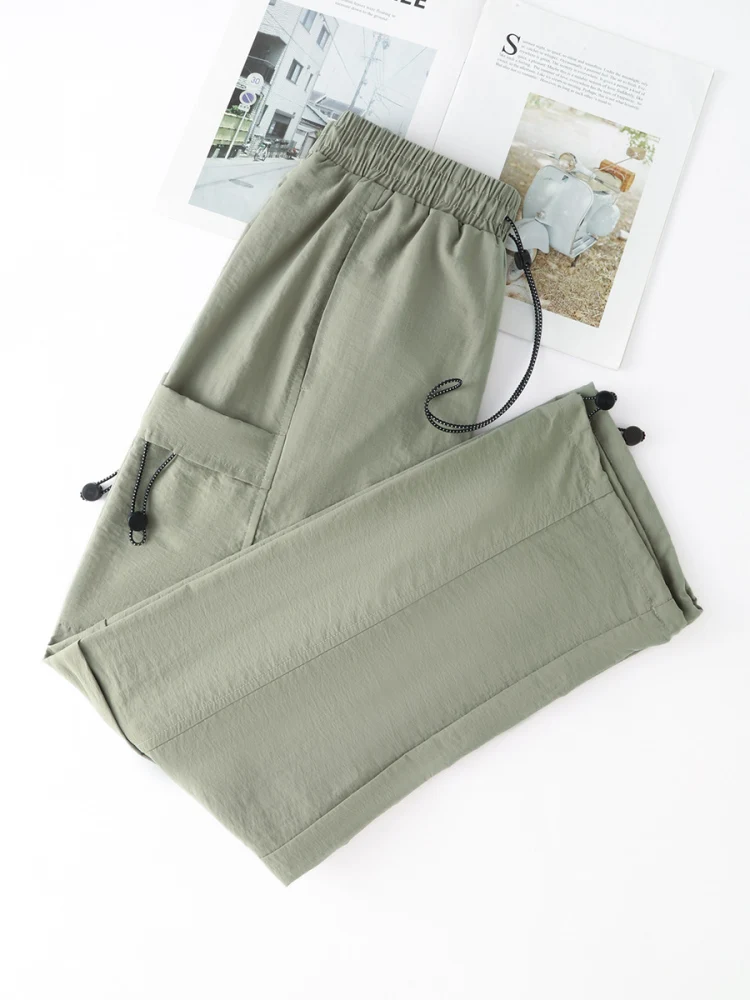 

ay een Detachable Two-Way Wear Work Pants Outdoor Qui Dry Dstring Sweatpants Casual Loose Fit Youth Summer Leisure