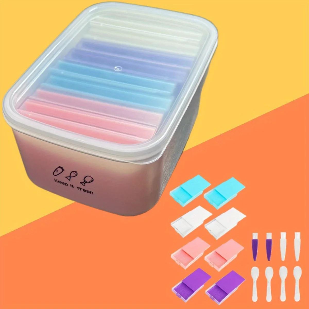 

8pcs Diamond Painting Storage Tray Kit with Large Container Lid Brush Flip Tray Spoon Bead Organizer Fresh keeping Storage Box