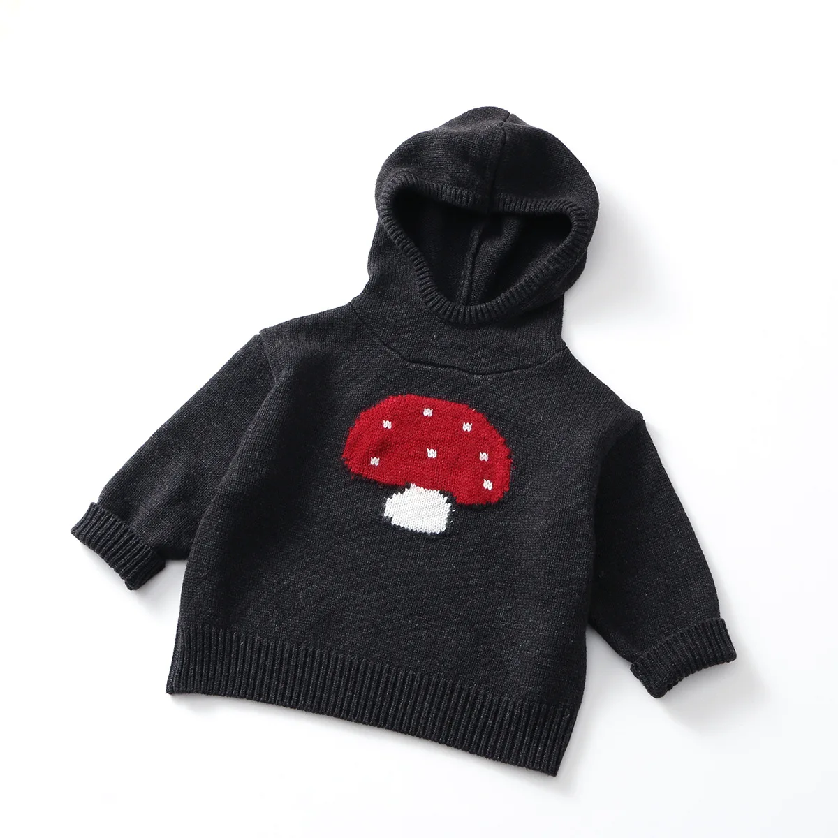 Korean Style Baby Boy Girl Children's Cotton Knit Cardigan Hooded Jacket Autumn Winter Retro Fashionable Sweater for Kids Unisex