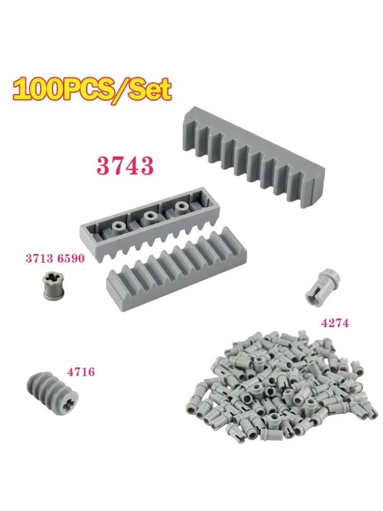 100 Pièces 10 Dents Technologie Strips Blocs de Construction Pièces 3743 1X4 Assemblage Crémaillère 3713/4716/4274 Blocs MOC Accessoires Jouets