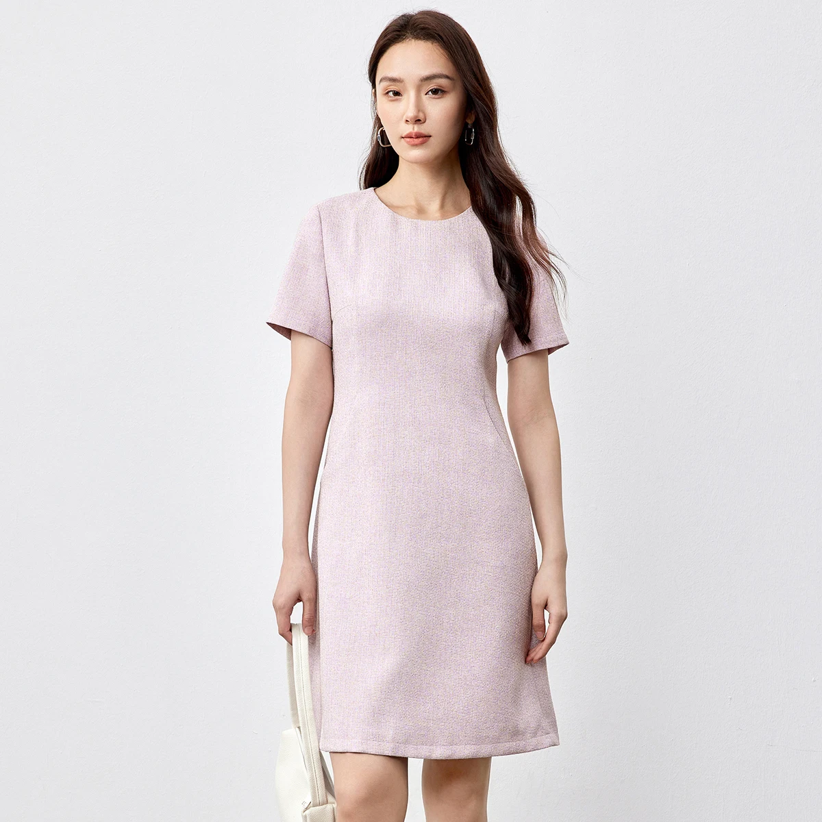 

SENTUBILA A-line Mini Womens Dresses 2025 Summer Purper Elegant Style Round Neck Short Sleeve Short Dress Party 151L58250