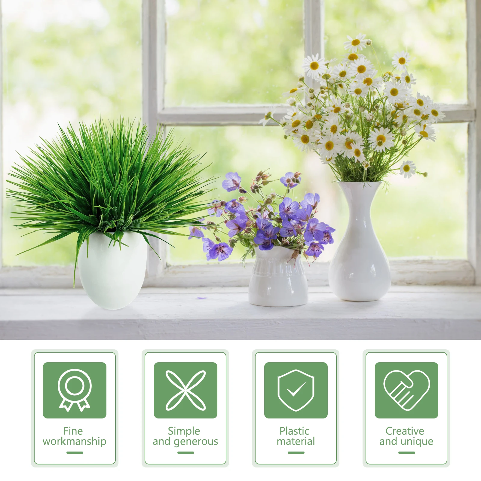 

Artificial Flower Simulation Grass Decorative Plants Plastic Greenery Vase nament Imitation Bouquet Home Office DIY Craft Long
