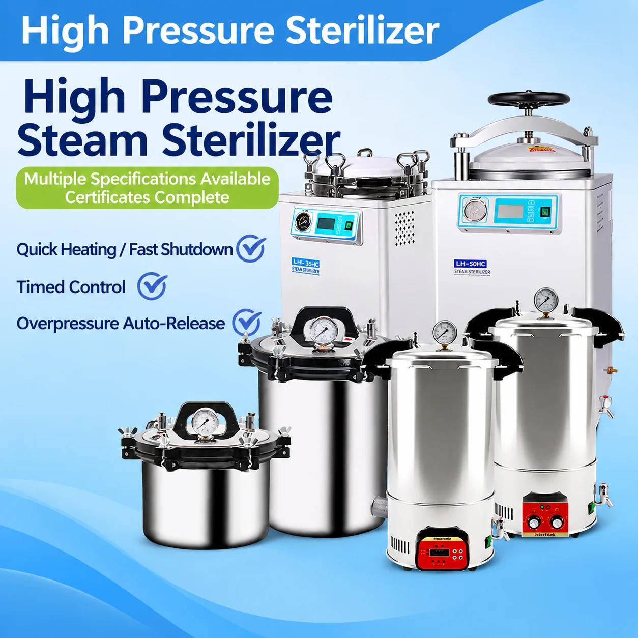 COOFULL Autoclave Steam Sterilizer Portable Sterilizer Medical Vertical High Temperature