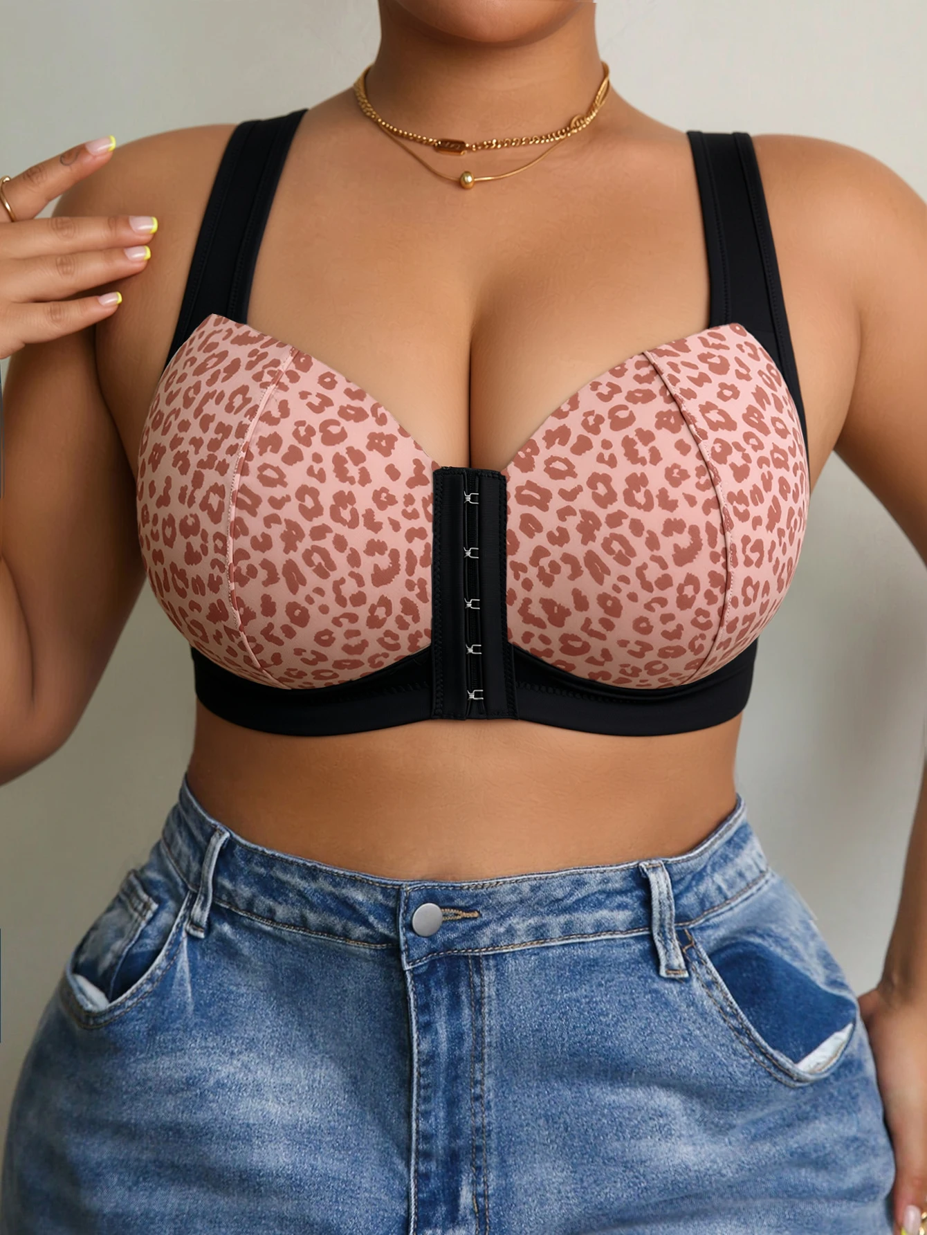 Push Up Bra Padded - Plus Size Front Hook Closure Wireless