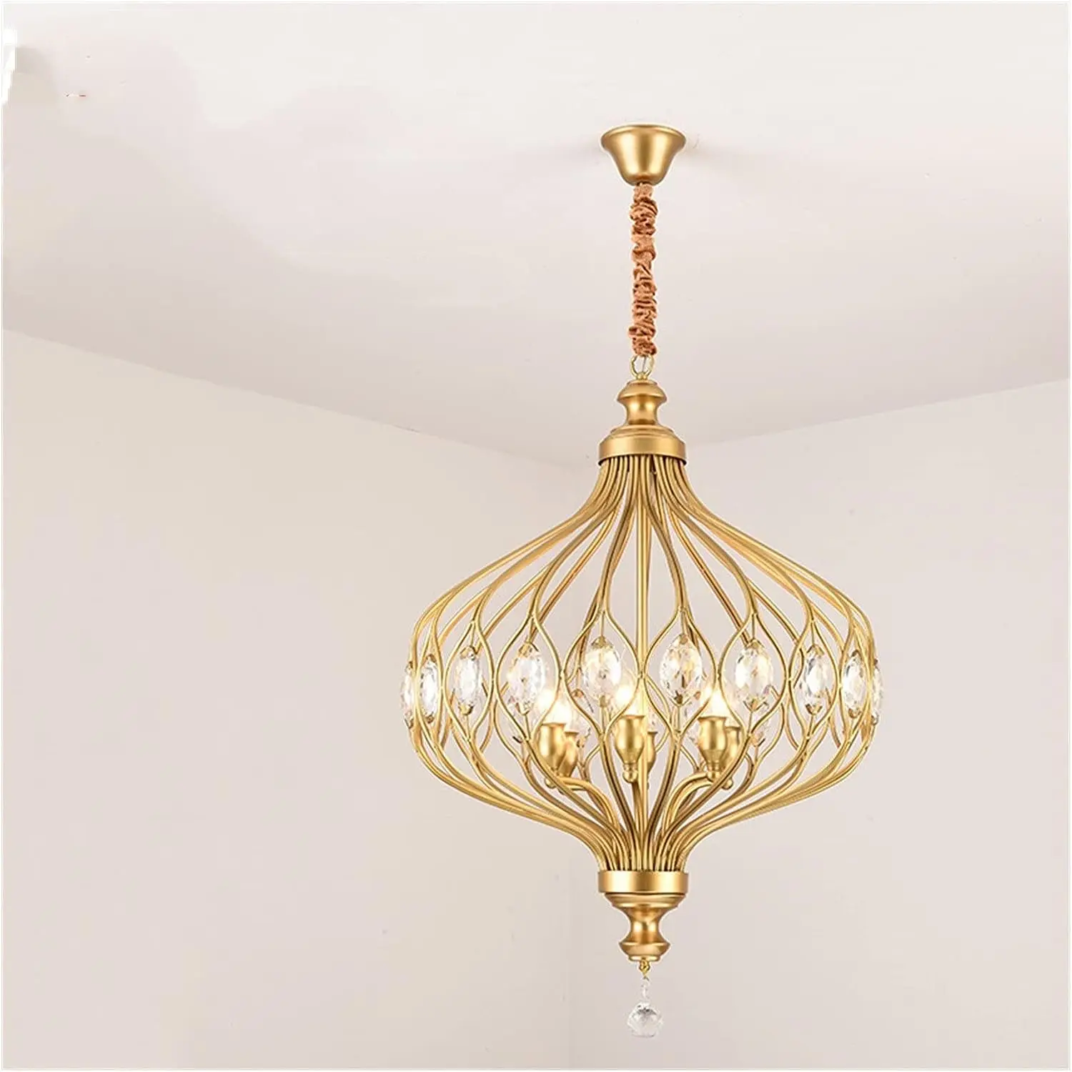 

Chandelier Bird cage Chandelier for Kitchen Bedroom Art Deco LED Metal Chandelier Gold and Black Crystal Hallway