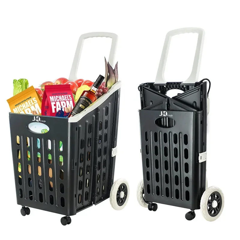 Supermarket Shopping Cart Foldable Trolley Household Elderly  Shopping Cart Mall Folding Shopping Cart