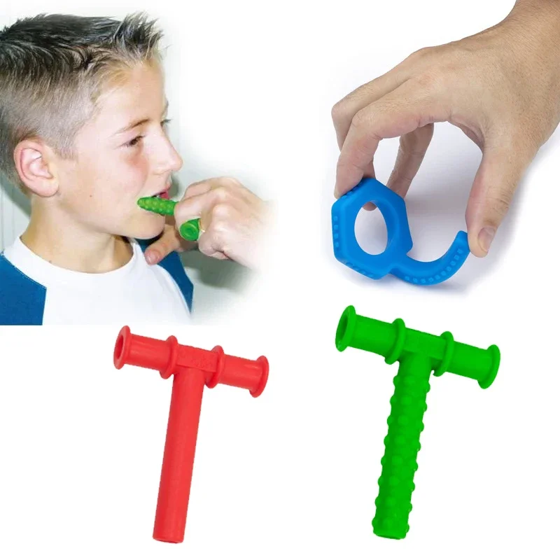 Kid Kauwen Buis Logopedie Tanden Massager Kinderen Talk Tools voor Autisme Zintuiglijke Spreken Orale Spier Revalidatie Training