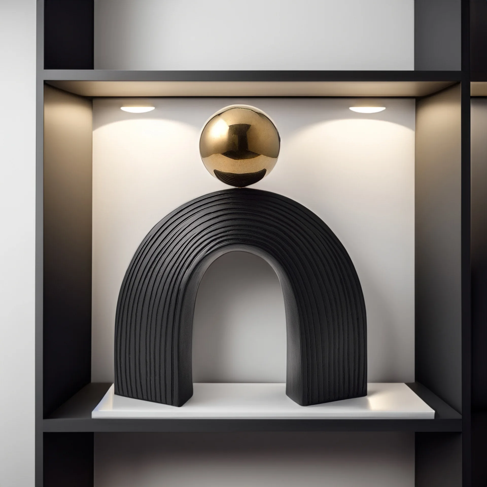 

Простой современный черный гальванический золотой шар, арка из смолы, креативное искусство, орнамент, модель, украшение для рабочего стола, домашний декор