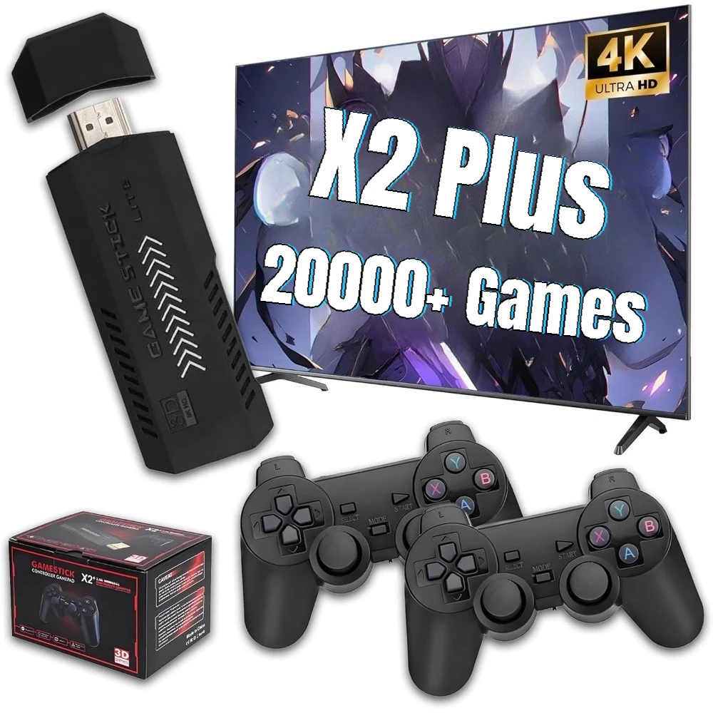

X2 Plus Retro Games Console 20000+ Games Consolas 4K 64G Game Player HD Retro Video Games Console Wireless Controller For Kids