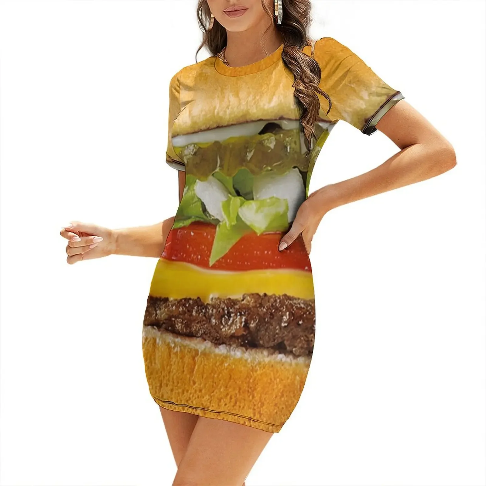 

Juicy Cheeseburger Short-Sleeved Dress Woman fashion summer dress women 2025 dress summer 2025 women