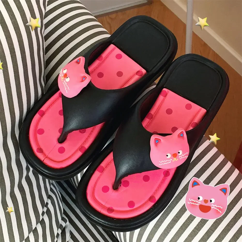 

Cute polka dot cat outdoor wear EVA soft flip slippers thick-sole seaside beach summer new girls EVA flip-flops