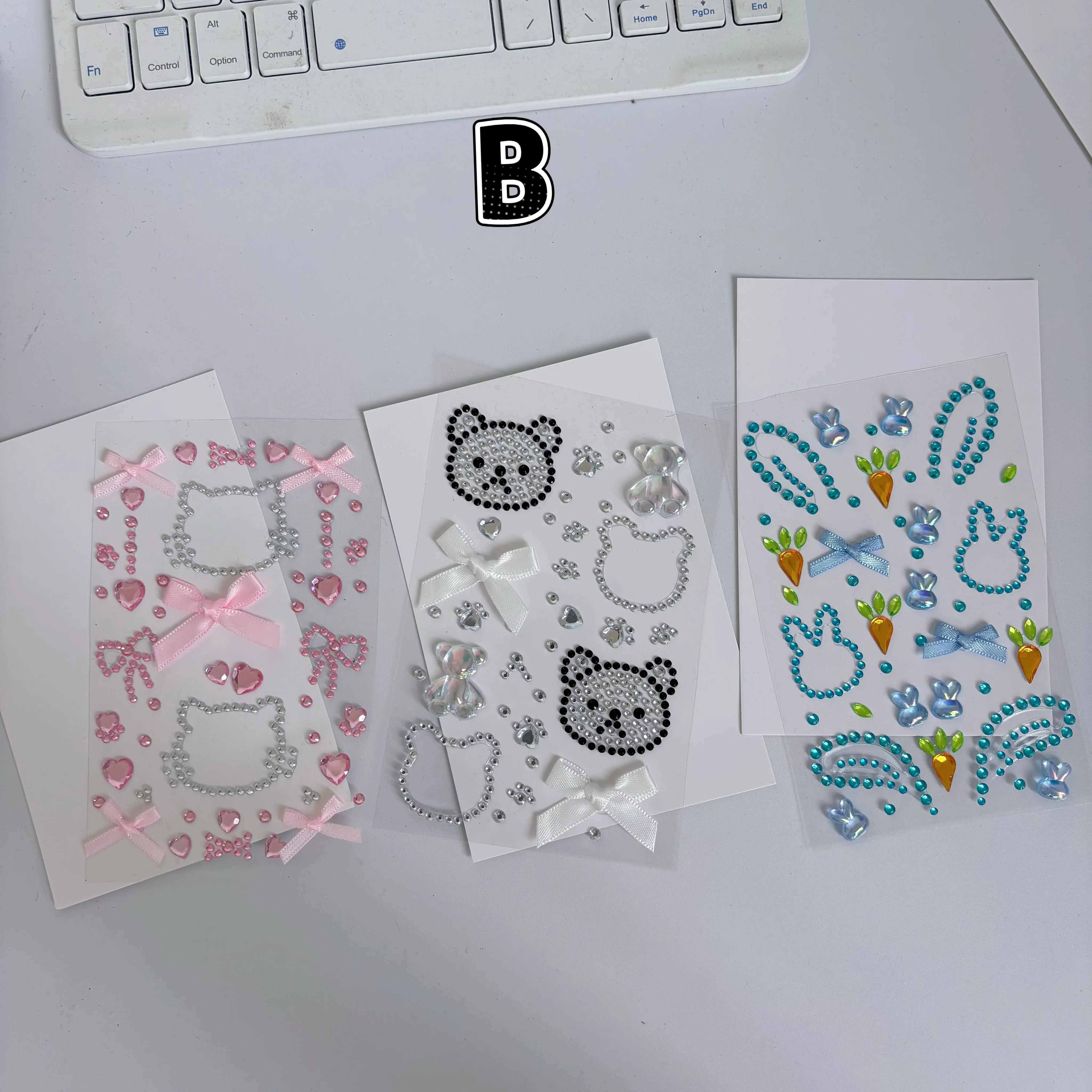6 Cute Animal Stickers with Glitter, Featuring Rabbits, Carrots, and Pandas, Suitable for Stage Decoration and Face Stickers view 5
