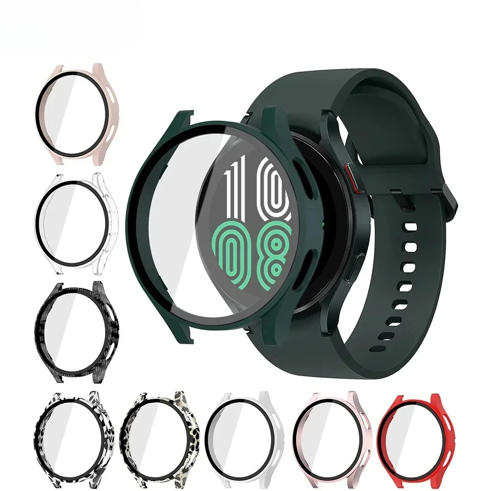 Стекло + матовый чехол для часов для Samsung Galaxy Watch 4, чехол 44 мм 40 мм, защитные бамперы для Galaxy Watch 5/4
