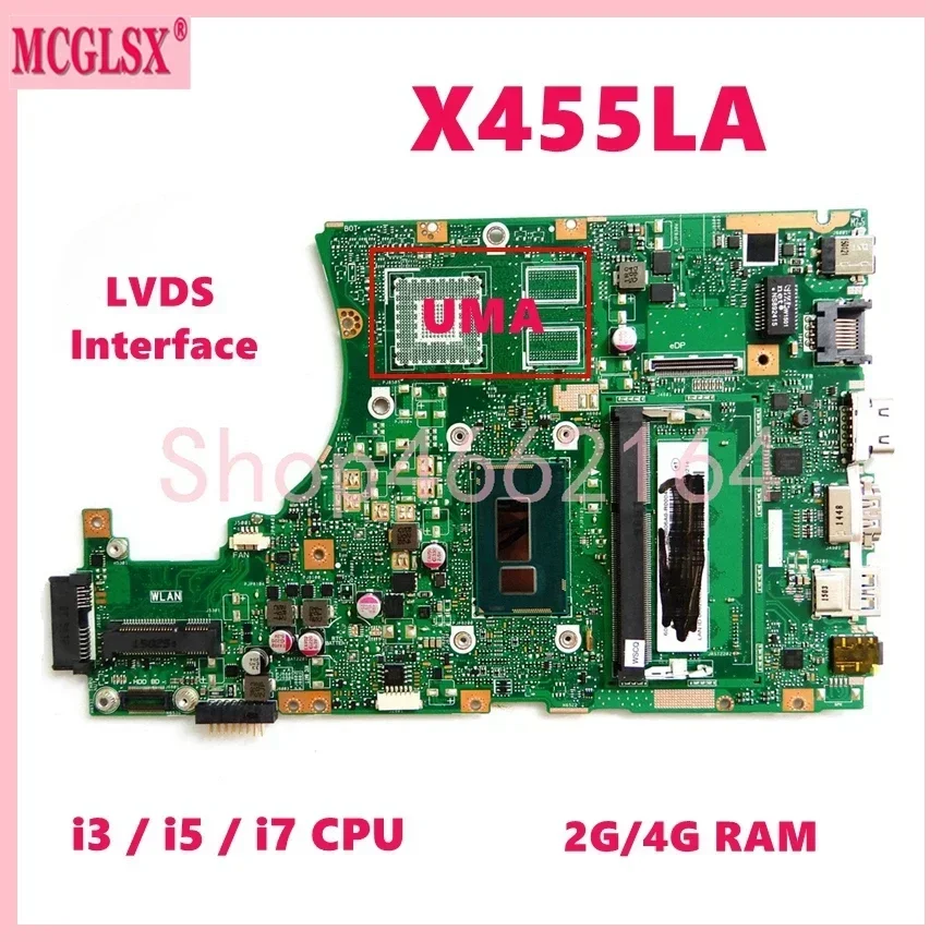 X455LD  i3 i5 i7 CPU Mainboard For ASUS X455L X455LF X455LJ X455LD A455L F454L X455LA X455LAB X455LN X455LNB Laptop Motherboard