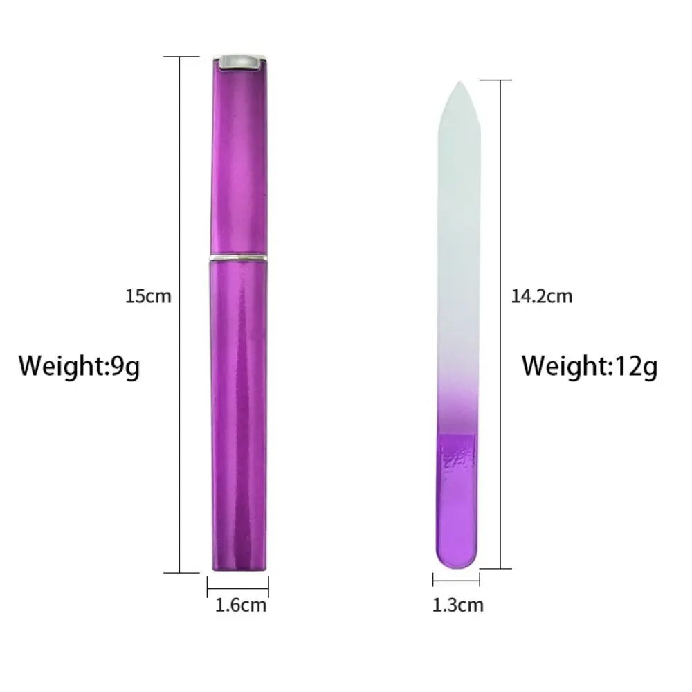 Sandblasted Colored Crystal Glass Nail File Buffer Polished Color Canister Glass File Nail File Durable Multifunction