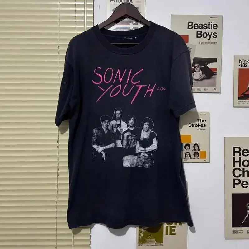 Sonic Youth Band T Shirt Rare Design Black  Vtg WA2011