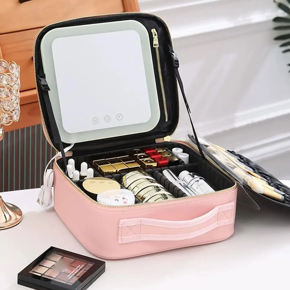 조명, 거울, LED 메이크업 가방, 배터리, 대용량 메이크업 가방, 수납함, 수납 가방, 다기능 메이크업 박스