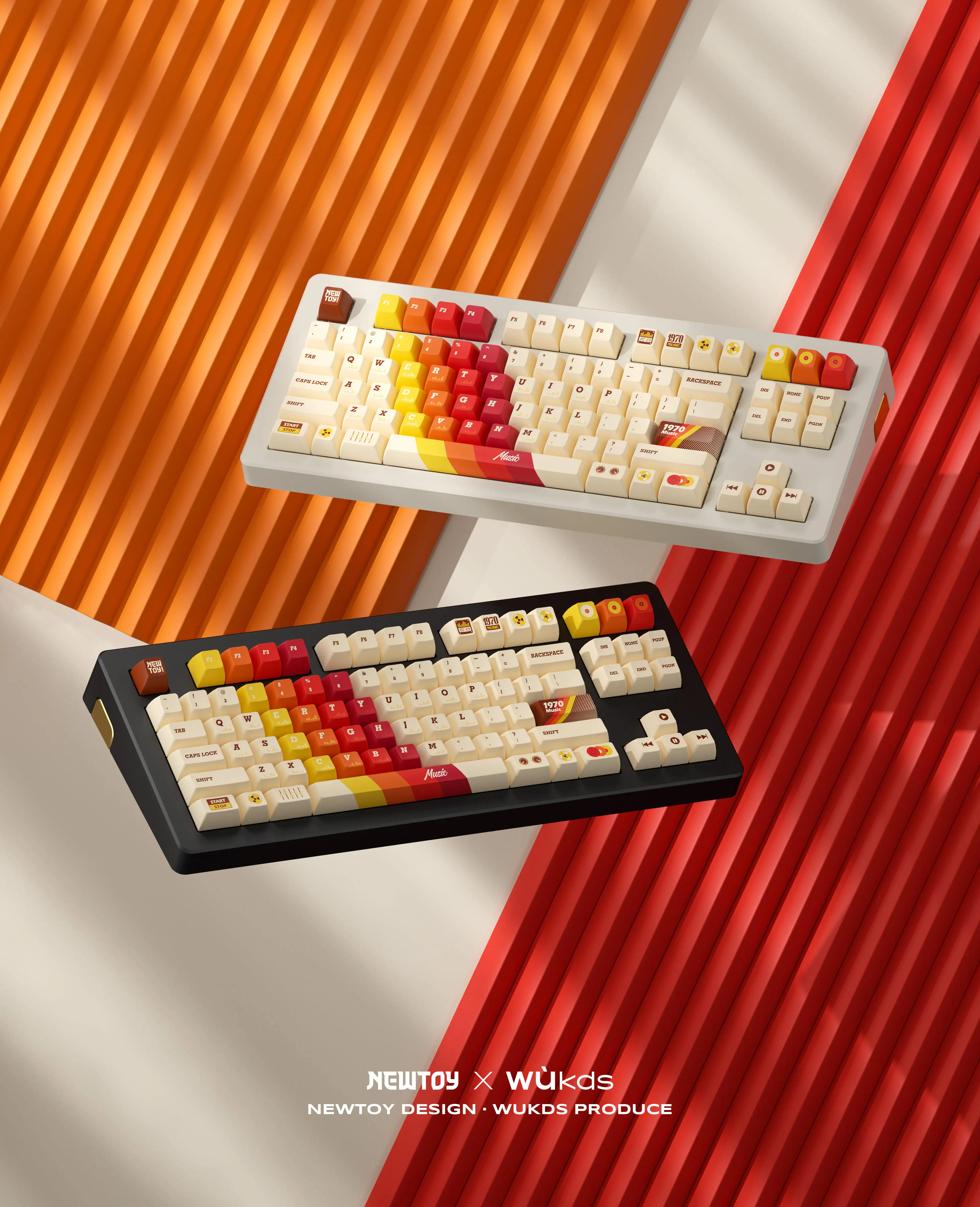 Custom NEWTOY 1970 Drum Machine Keycap Set Thick PBT 172 Keys Five Side Dye Sub Cherry or KCA Height MX Boards