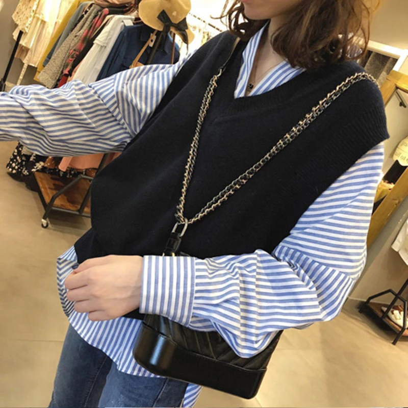 Sweater Vests for Women Korean Style 7 Colors Pure All-match Sleeveless V-neck Vintage Elegant Knitted Young New Arrival Loose