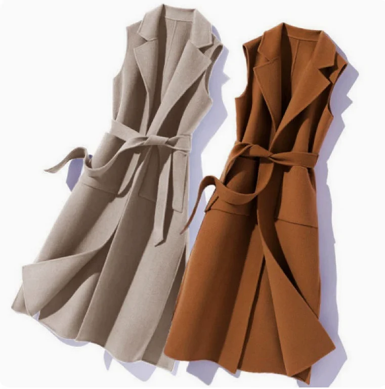 Veste longue en laine émaillée pour femme, col trempé à clipser, mode automne et hiver, maternité, nouveau style, 2025