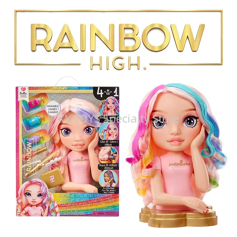 

Original Rainbow High Bella Parker 13 Inch Styling Head 4-in-1 Playset Washable Hair Dye Hair Coloring Tool Birthday Gifts Toys