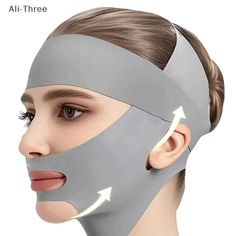 1 قطعة تنفس الخامس على شكل قناع حزام مزدوجة رقيقة المخفض الوجه التخسيس ضمادة الوجه رفع حزام سطح مزدوج المشدود حزام سليم