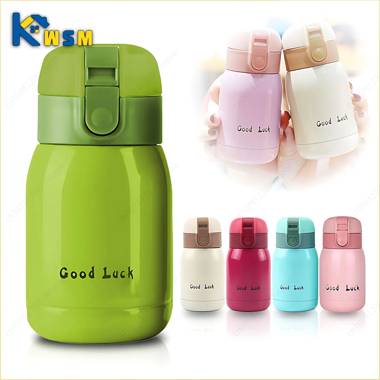 Wholesale 200ML Flip Top Thermal Mug Stainless Steel One Touch Kids Thermos Bottle Flask With Button Lid