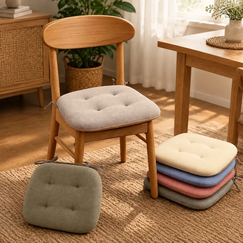 Thick Cotton Linen Cushion for Horseshoe Chairs, Breathable Seat Pad Ideal for Dining and Study in Summer