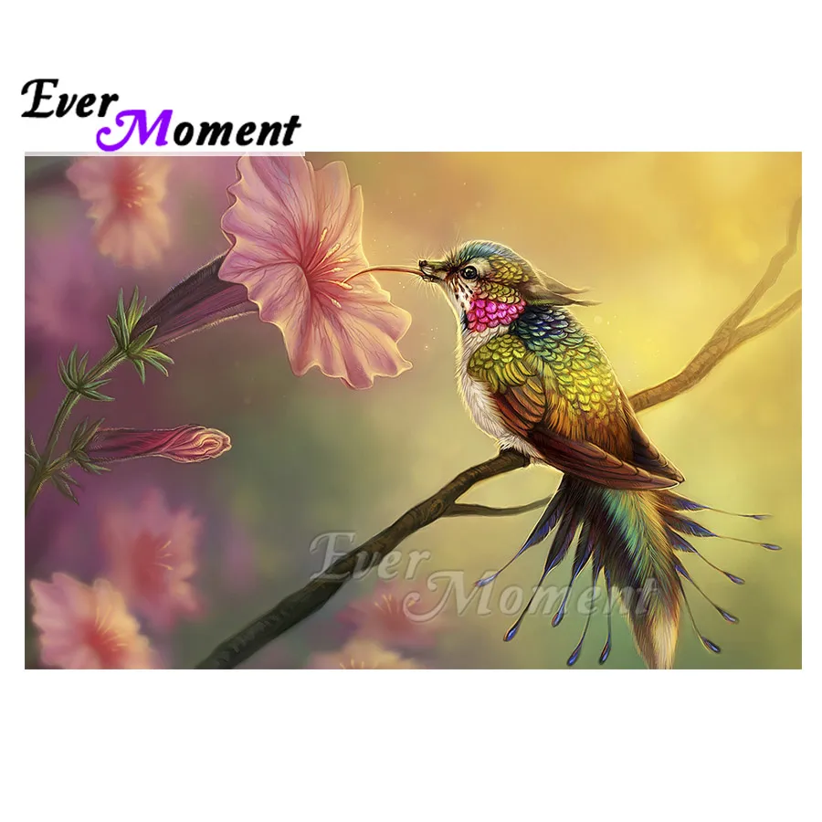 

Алмазная картина Ever Moment, картина со стразами, птица, цветок, пыльца, полная квадратная дрель, алмазная вышивка, мозаика ASF1749