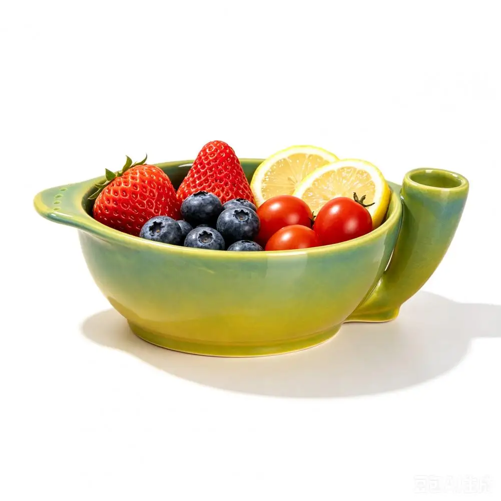 Strawberry Washing Tool Ceramic Berry Washing Bowl with Drainage Holes Stoneware Fruit Rinse Basket Kitchen for Strawberries