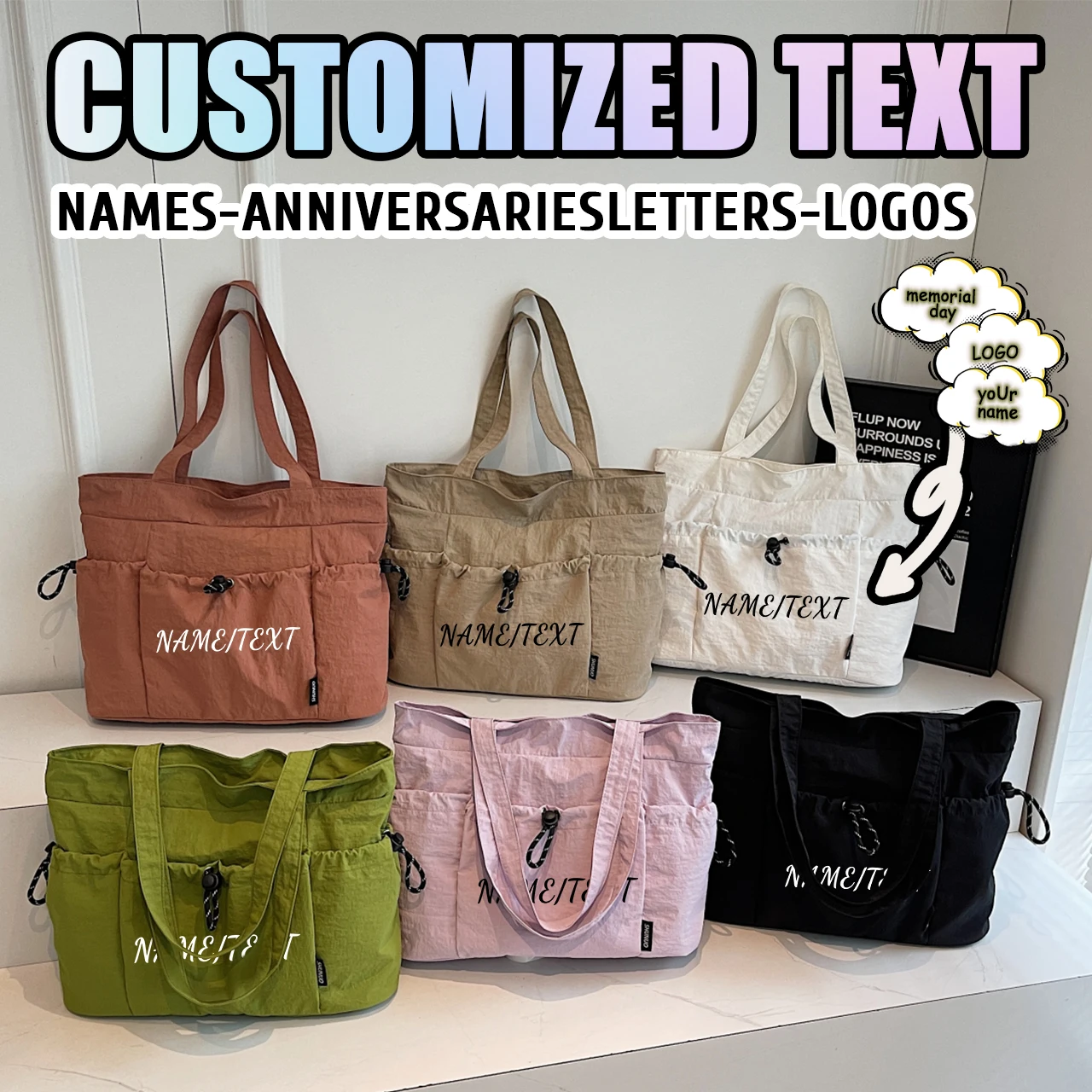 

Высококачественная пригородная сумка-тоут с логотипом, легкая сумка-мессенджер большой вместимости, портативная студенческая сумка через плечо, эксклюзивная сумка «сделай сам»