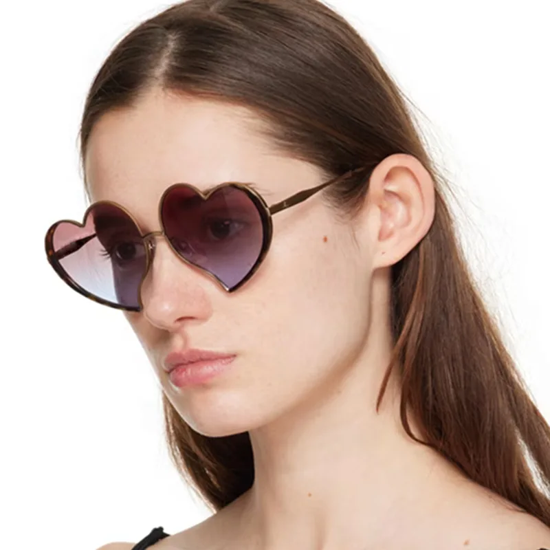 Y2K gafas de sol de Metal con forma de corazón para mujer, gafas gradientes para exteriores, gafas femeninas, tonos UV400, gafas de sol de Metal para mujer y Niña