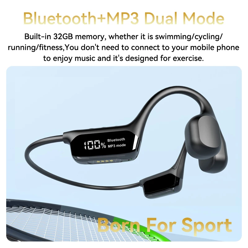 Xiaomi Auricolari a conduzione ossea Bluetooth Wireless IPX8 Lettore MP3 per nuoto impermeabile Cuffia stereo Hi-Fi con microfono