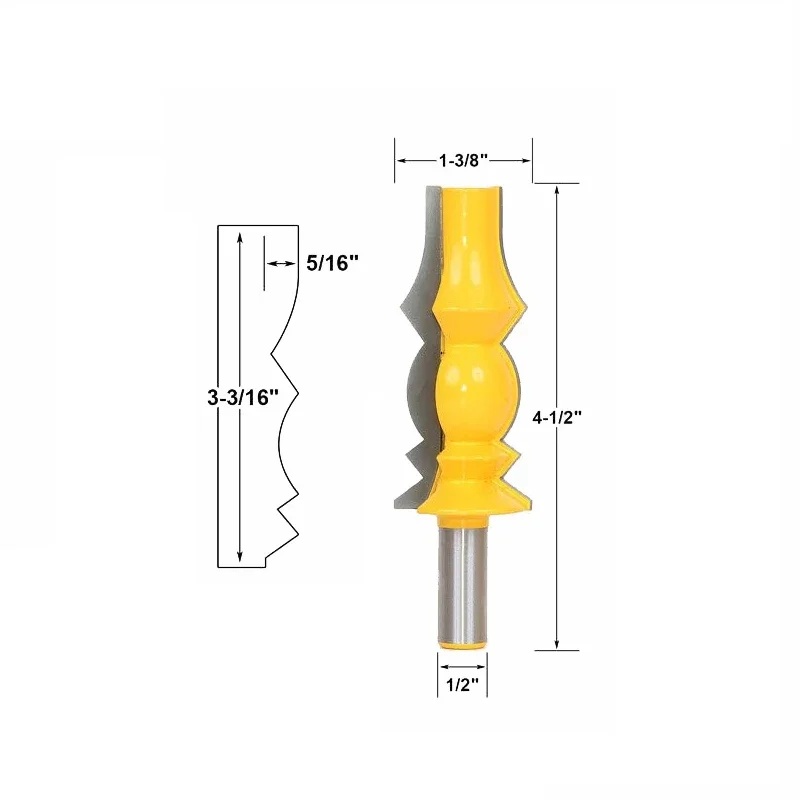 

2pcs 12mm 1/2" Large Reversible Crown Molding Router Bit Set Armrest Line Groove Milling Cutters for Wood Working