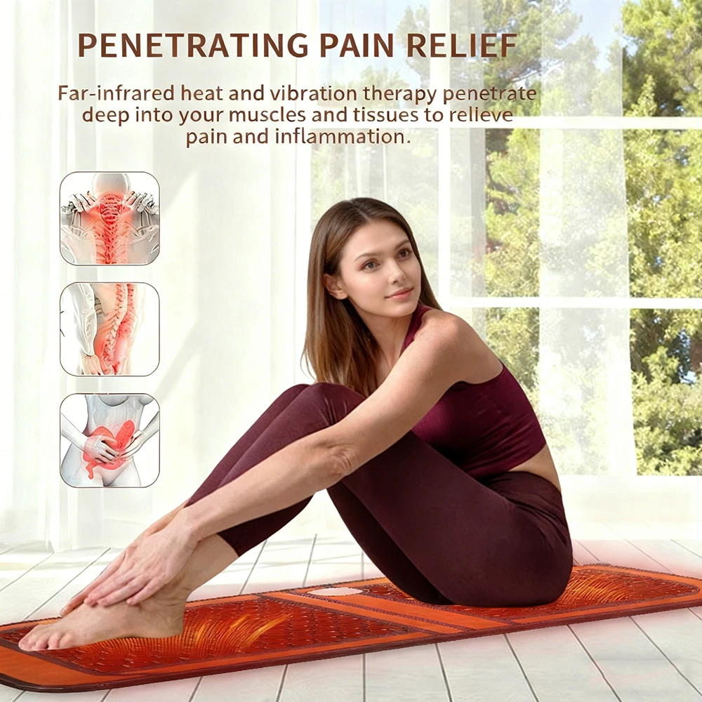 45x95CM Heating Mat for Neck & Back Pain Relief Germanium Tourmaline Jade Heated Pad for Body Warm Massage Therapy Improve Sleep