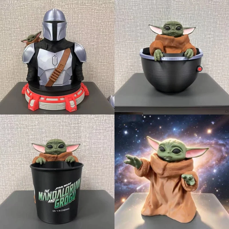 

In Stock Mandalorian Grogu Popcorn Bucket 2-In-1 Transforming Shoulder Bag Collectible Helmet Display Desktop Cinema Decor