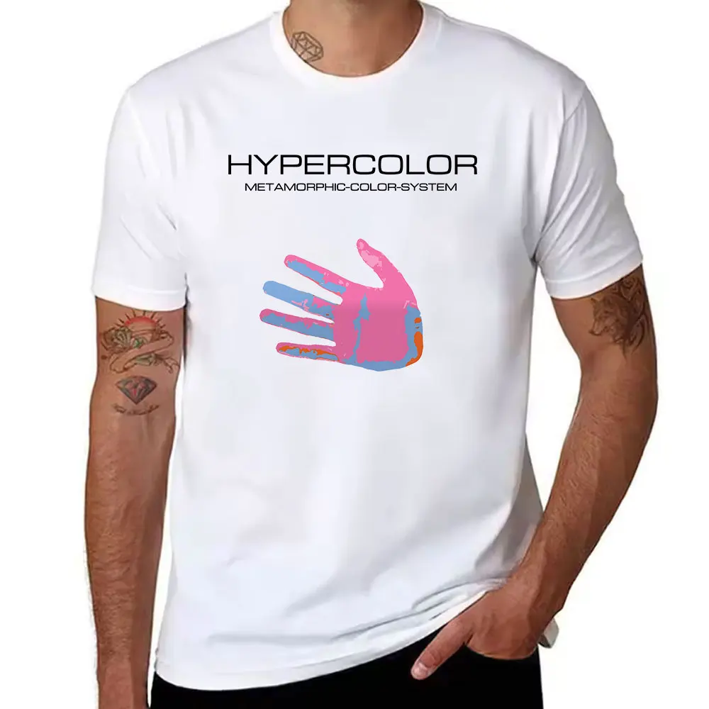 Men's Pure Cotton Hypercolor Metamorphic Color System T-Shirt, Heat-Sensitive Color-Changing Handprint Graphic Tees, Casual Brea