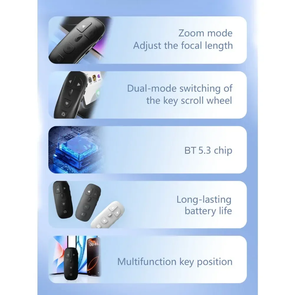 Live Broadcasts Remote Control Multi Functional Silent Roller Remote Control With Zoom & Shutter Video E-book Page Flipping