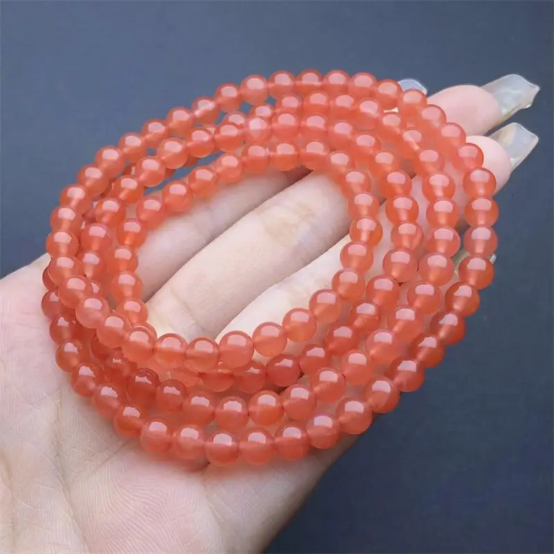 5.5MM Natural Nanhong Agate Triple Circle Bracelet Healing Fashion Reiki Crystal Fengshui Jewelry Birthday Gift 1pcs