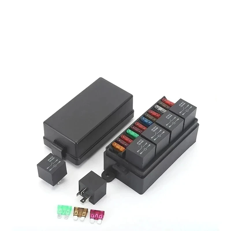 40 12V Fuse Relay Box Kit Pre-Wired Fuse and Relay Box with 4 Relay 12 Way ATC/ATO Fuses Sealed 24V Relay Fuse Box for Car