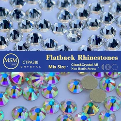 Best Quality Nail Decoration SS16 SS20 SS30 Clear and Crystal AB Flatback 3D Non Hotfix Glue on Garment Nail Art Rhinestones