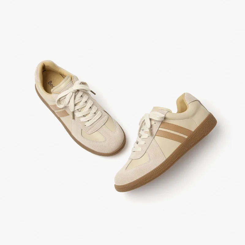 BeauToday Casual Sneakers Women Synthetic Leather Round Toe Leisure Vulcanized Shoes Lace-up Retro Ladies Flats Handmade A29817